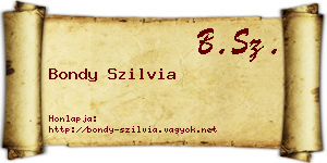 Bondy Szilvia névjegykártya